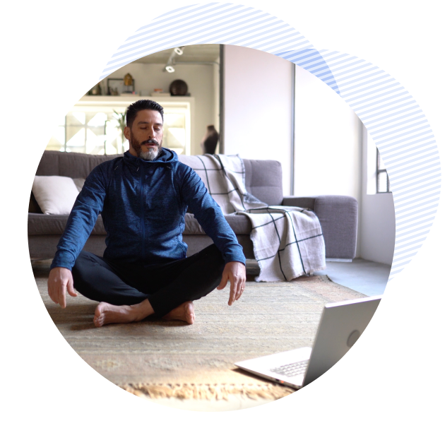man meditating at home