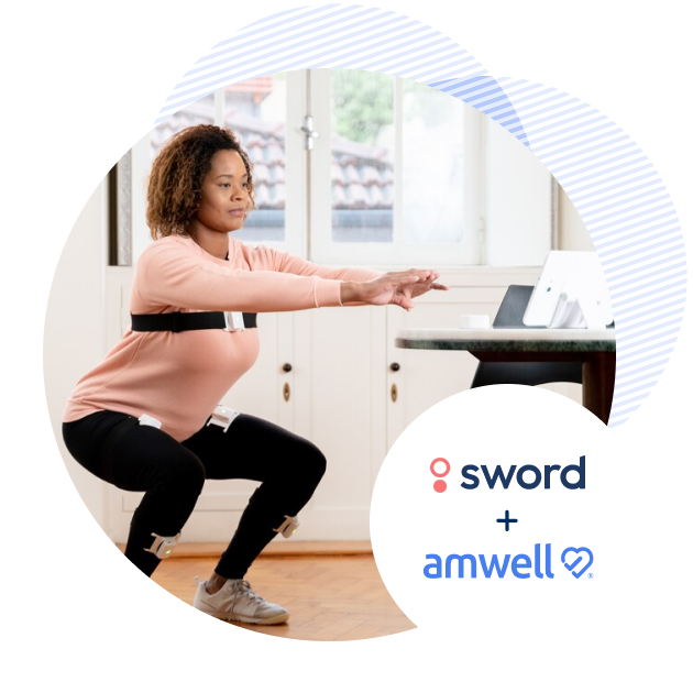 woman doing exercises - sword and amwell partnership